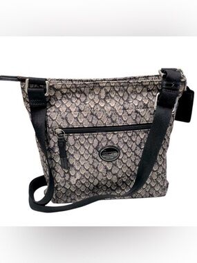 Coach Reptile Print Crossbody Bag in Gray and Black